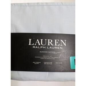 Ralph Lauren King Size Dunham Sateen Sheet Set Blue Cotton New